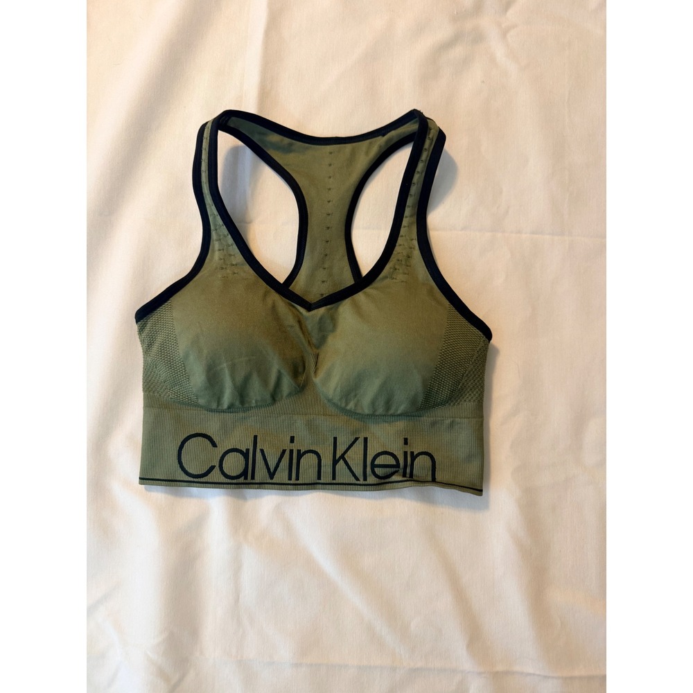 Calvin Klein Performance Olive Green Racerback Seamless Sports Bra Medium